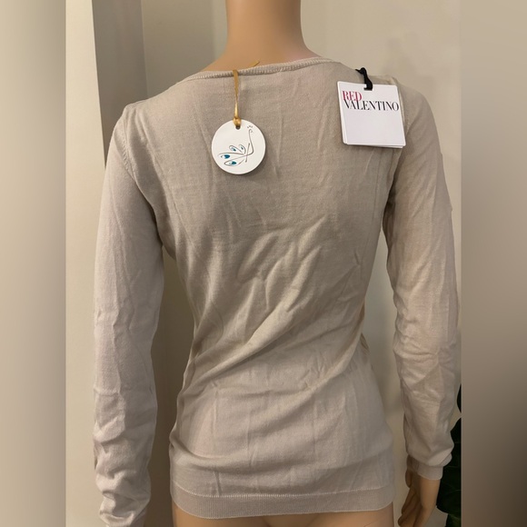 RED Valentino Cream Sweater with Ruffle Detail - Picture 2 of 2